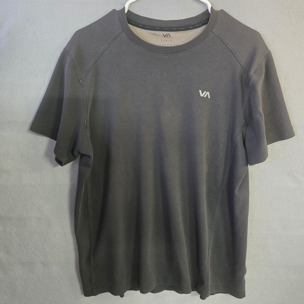 RVCA VA Performance Short Sleeve Athletic T-Shirt Men's L Gray Moisture Wicking